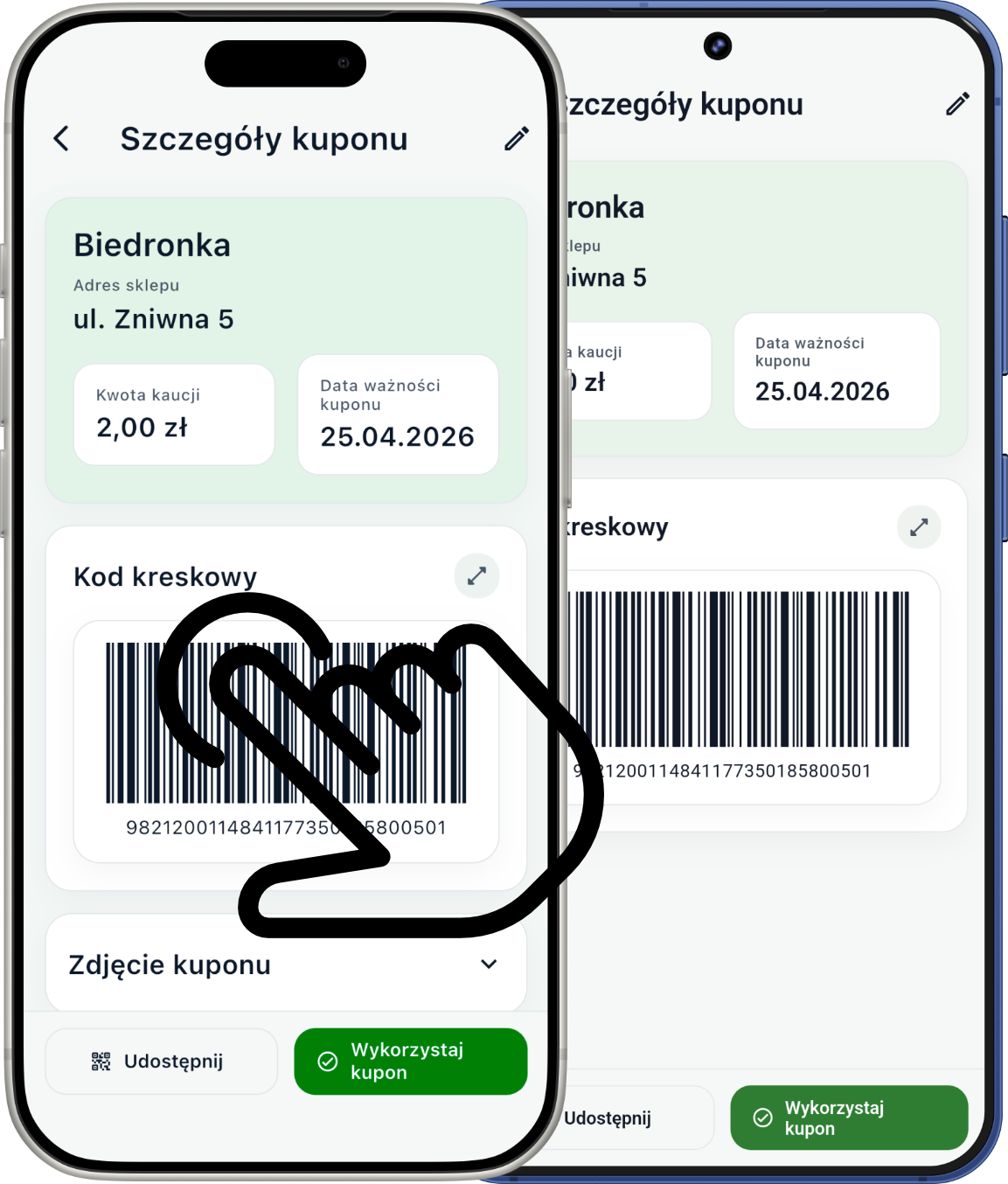 Pokazanie kodu kreskowego przy kasie